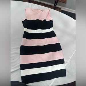 Tommy Hilfiger Pink, Black, and White Midi Dress